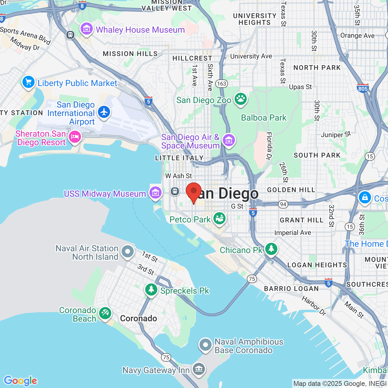 Google map image of our location in 770 First Ave San Diego, CA